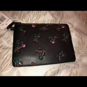 COACH Cherry 🍒 Leather Zip Pouch